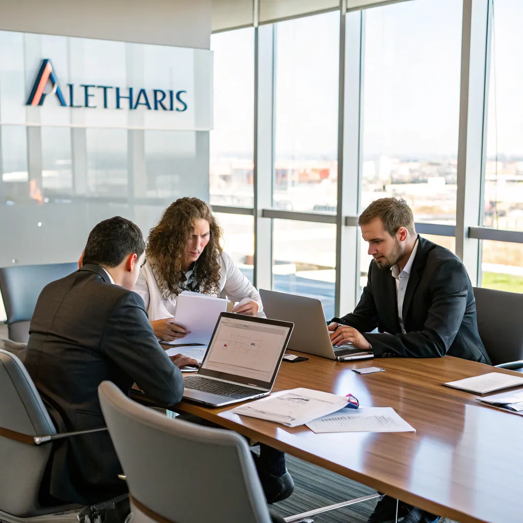 Professional team meeting at AELTHARIS