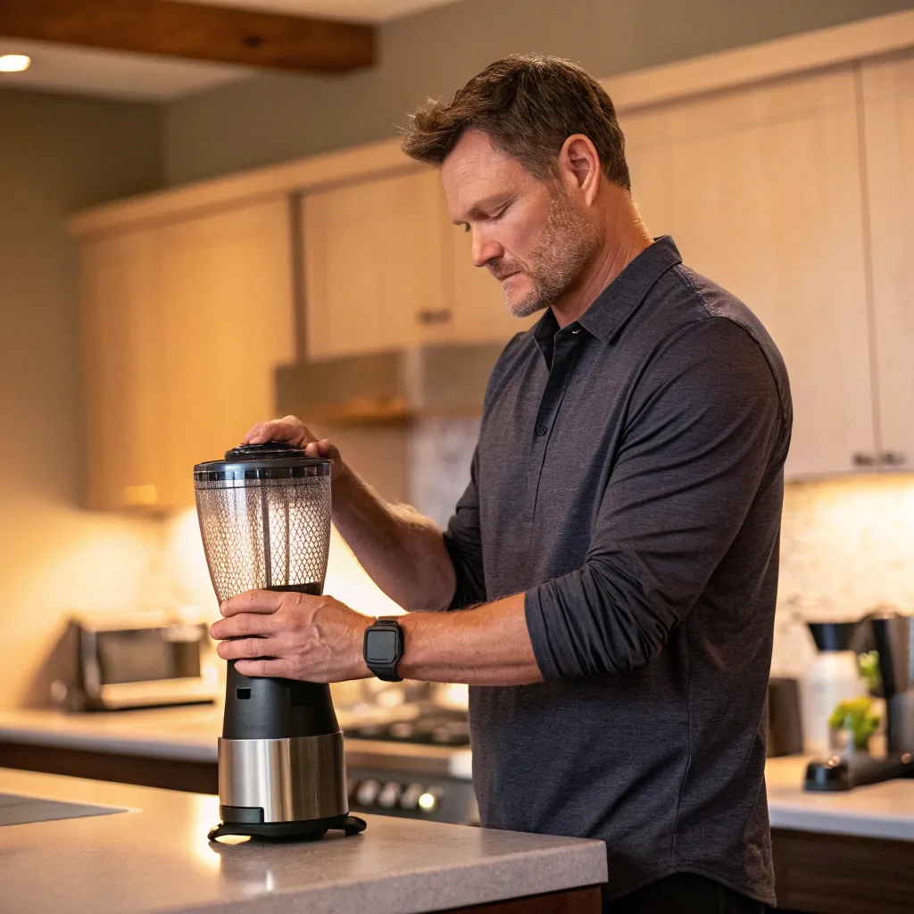 Michael Jones holding a blender